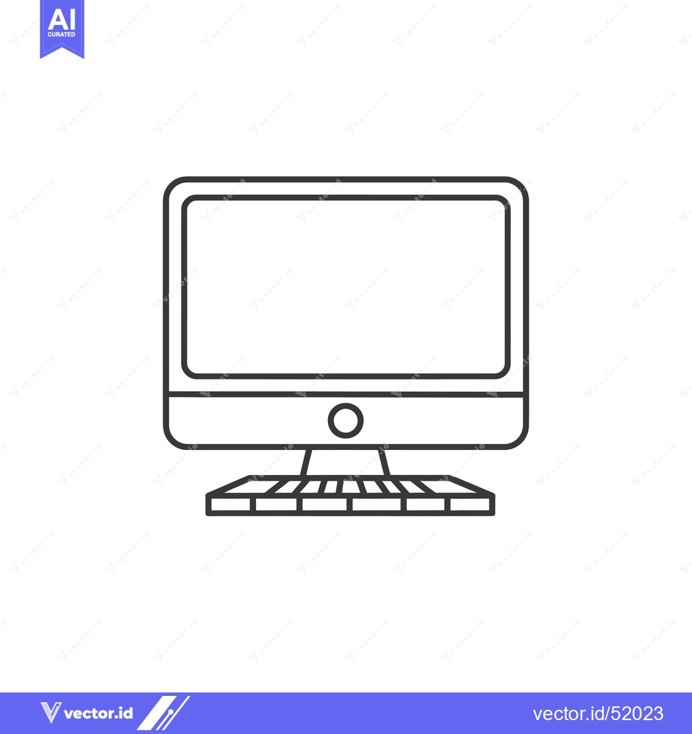 Premium Vector dari Line art illustration of a desktop computer with a keyboard