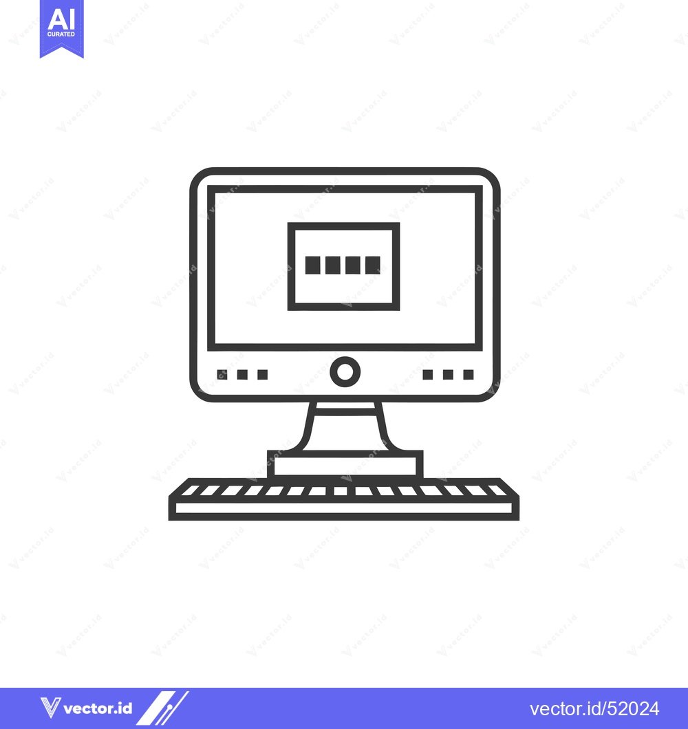 Premium Vector dari Line Art Illustration of a Desktop Computer with a Keyboard