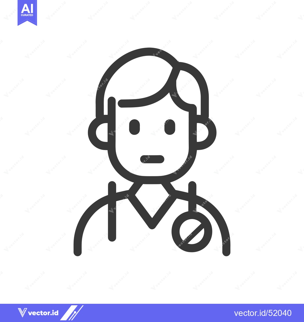 Premium Vector of Line art illustration of a doctor with a stethoscope