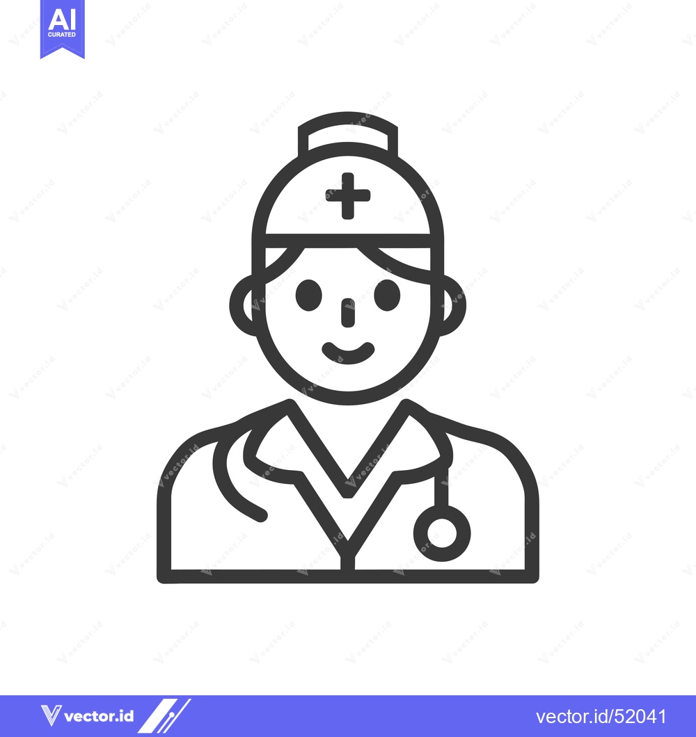 Premium Vector dari Line art illustration of a doctor with a stethoscope