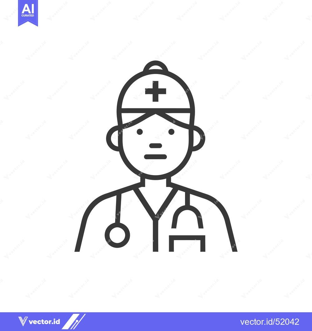 Premium Vector of Line Art Illustration of a Doctor with a Stethoscope