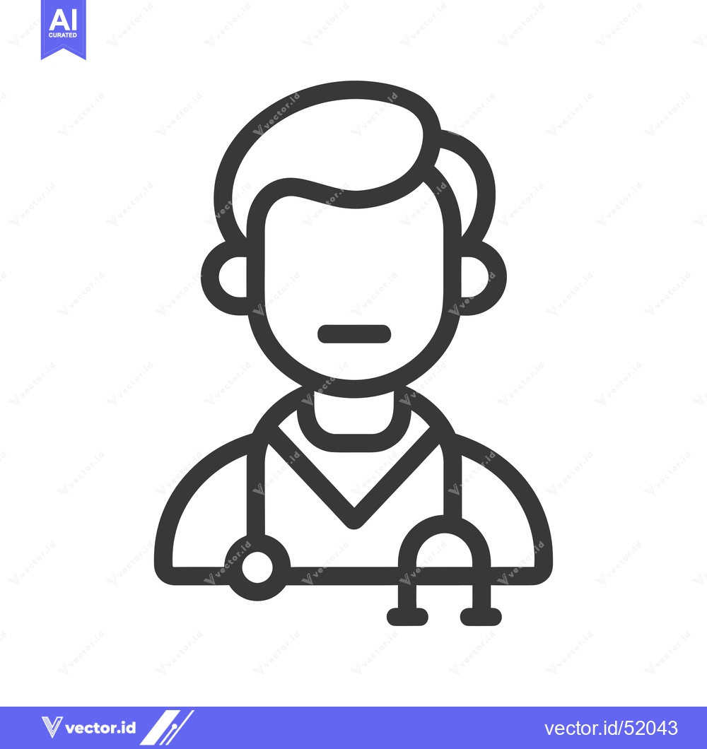 Premium Vector of Line art illustration of a doctor with a stethoscope