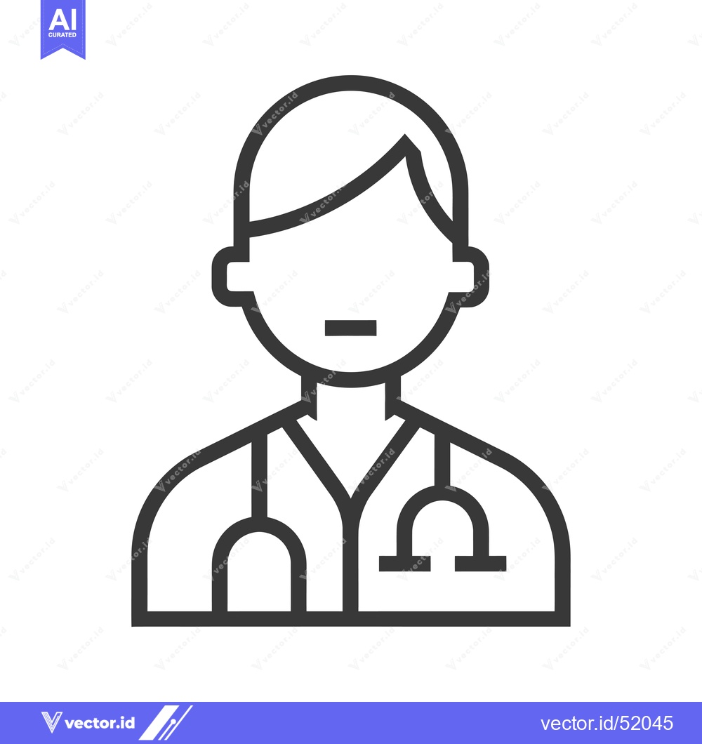 Premium Vector dari Line art illustration of a doctor with a stethoscope