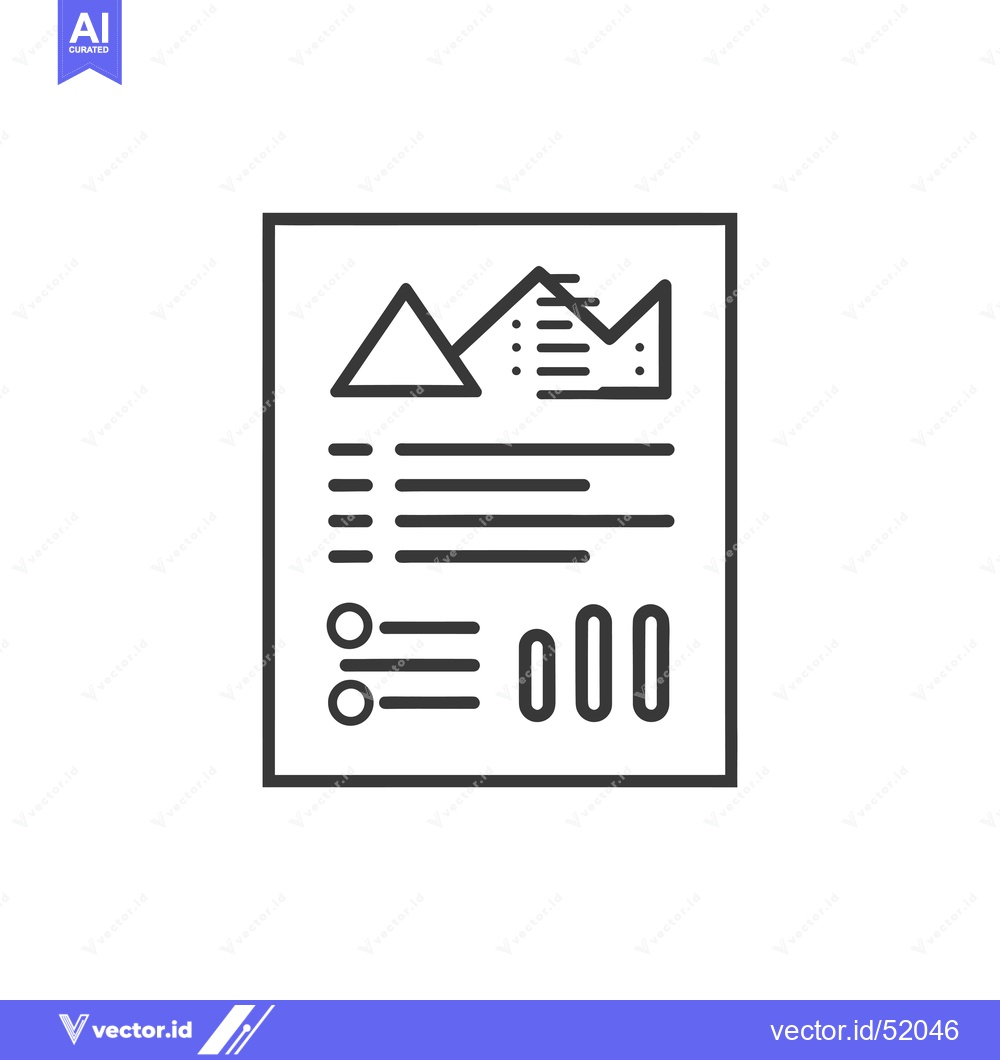 Premium Vector dari Line Art Illustration of a Document with a Mountain Range Graphic, Hor