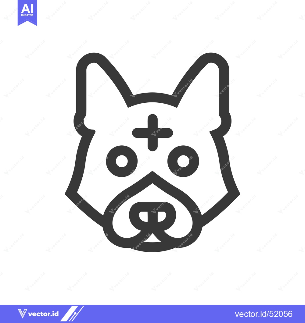Premium Vector of Line art illustration of a dog's head with a cross on its forehead