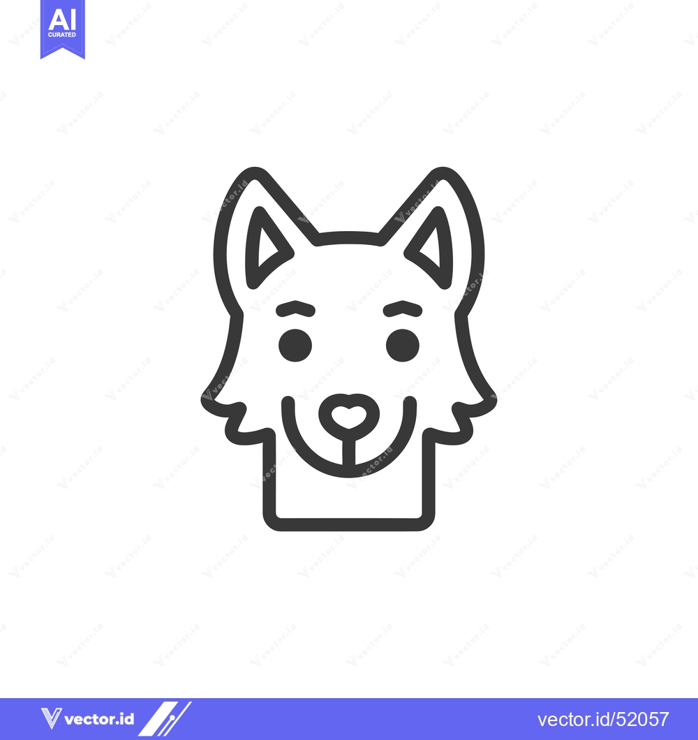 Premium Vector of Line art illustration of a dog's head with a heart-shaped nose