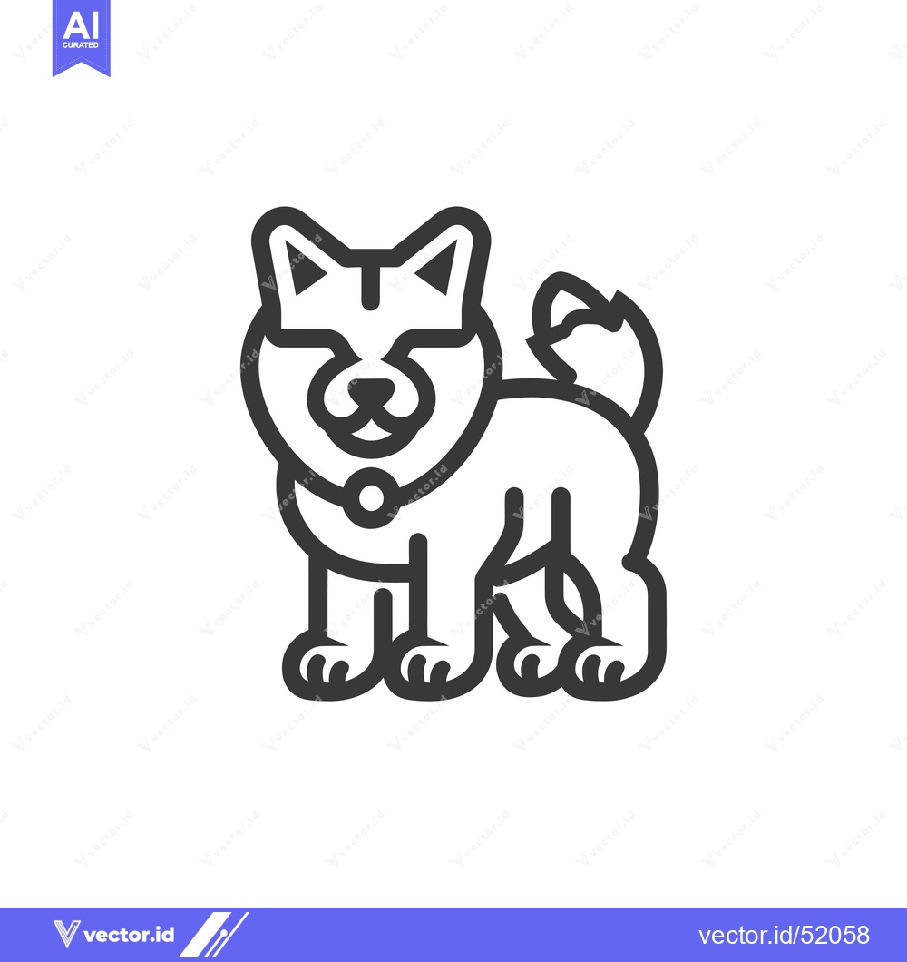 Premium Vector dari Line Art Illustration of a Dog with a Collar