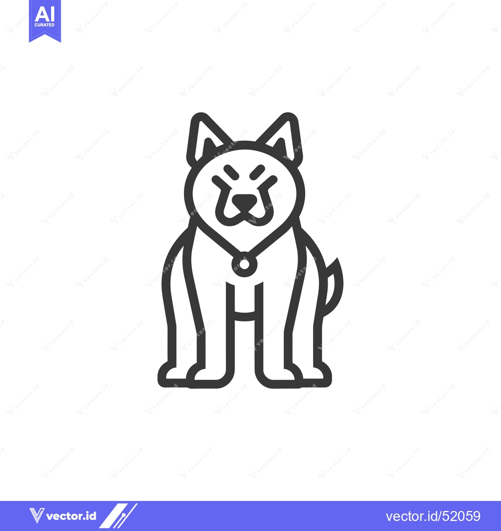 Premium Vector dari Line Art Illustration of a Dog with a Collar