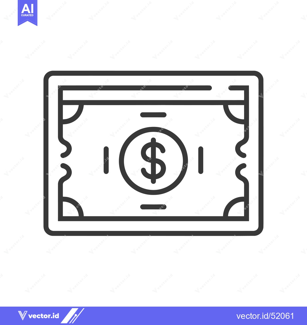 Premium Vector dari Line Art Illustration of a Dollar Bill