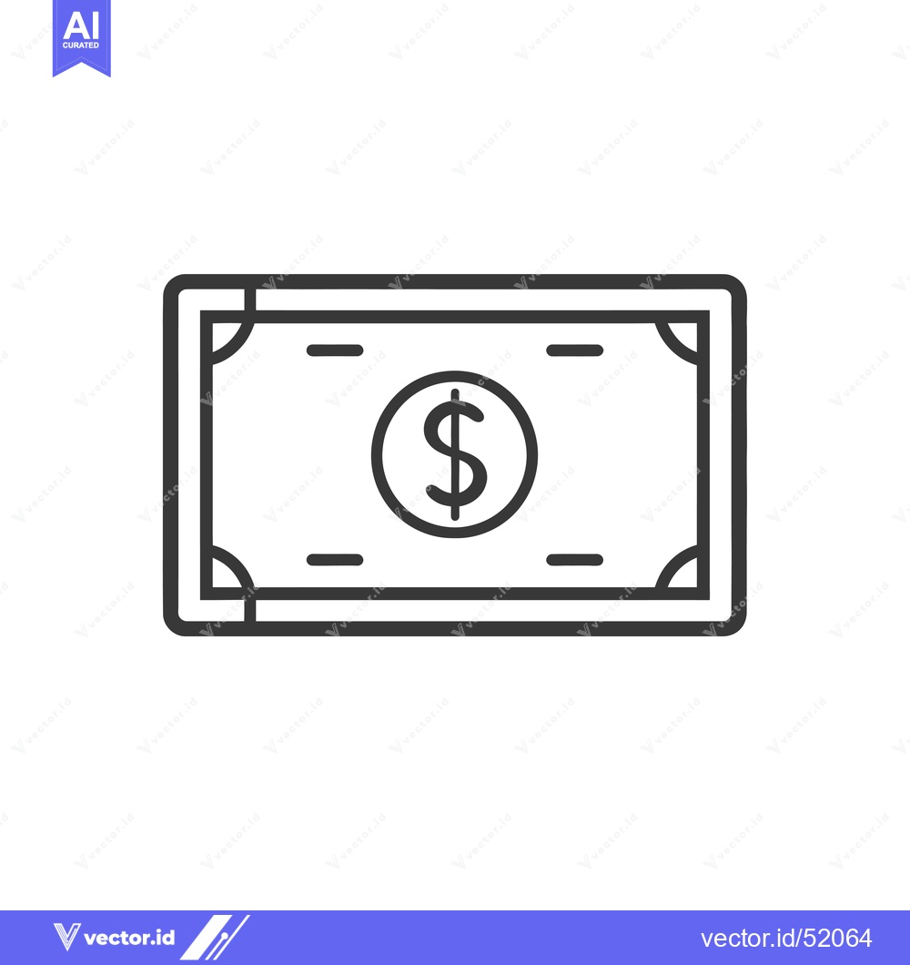 Premium Vector of Line Art Illustration of a Dollar Bill
