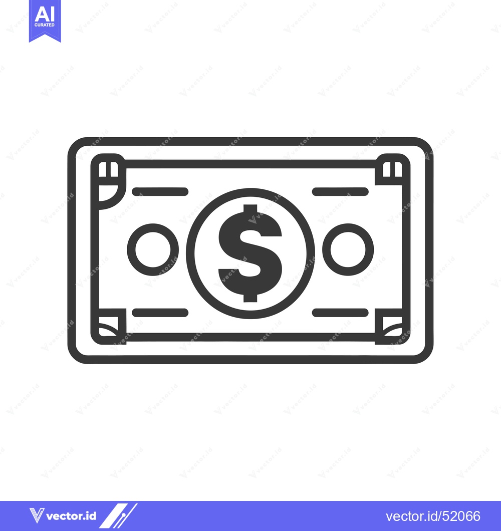 Premium Vector dari Line Art Illustration of a Dollar Bill
