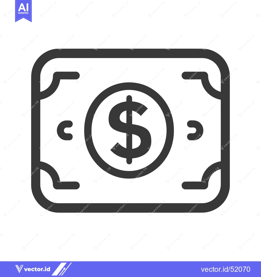 Premium Vector of Line art illustration of a dollar bill with a dollar sign in the cente
