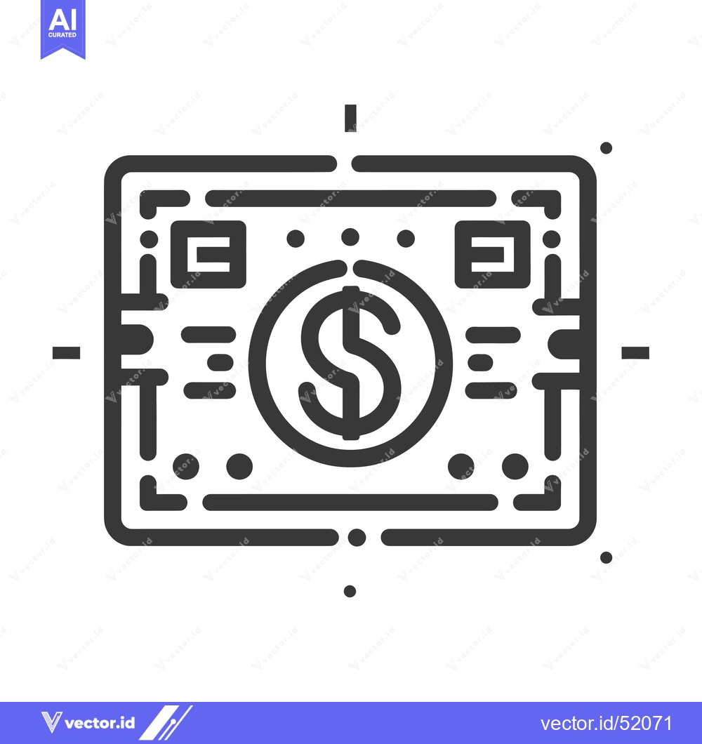Premium Vector of Line art illustration of a dollar bill with a dollar sign in the cente
