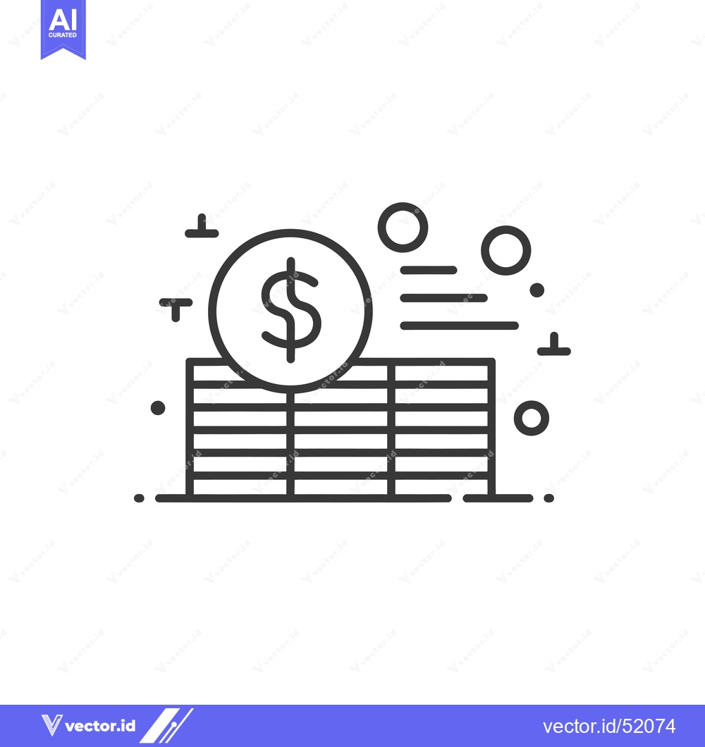 Premium Vector dari Line Art Illustration of a Dollar Coin Stacked on a Grid