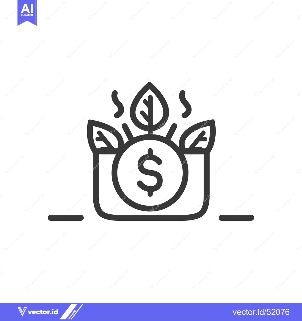 Premium Vector of Line Art Illustration of a Dollar Coin with Leaves Growing from It