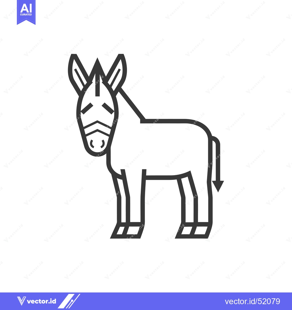 Premium Vector of Line Art Illustration of a Donkey