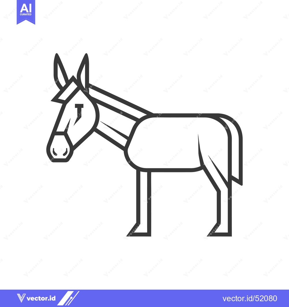 Premium Vector dari Line art illustration of a donkey