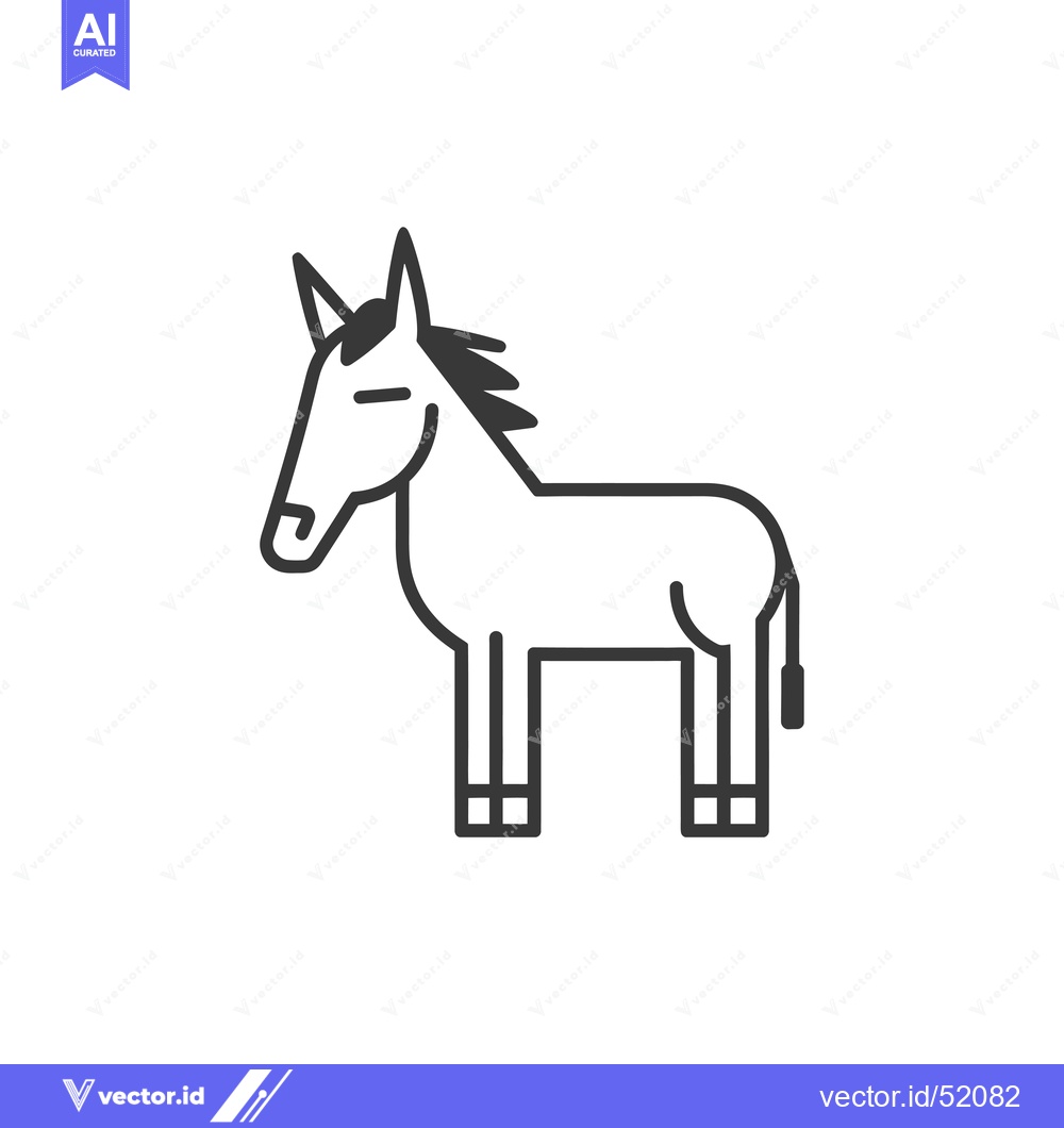 Premium Vector of Line Art Illustration of a Donkey