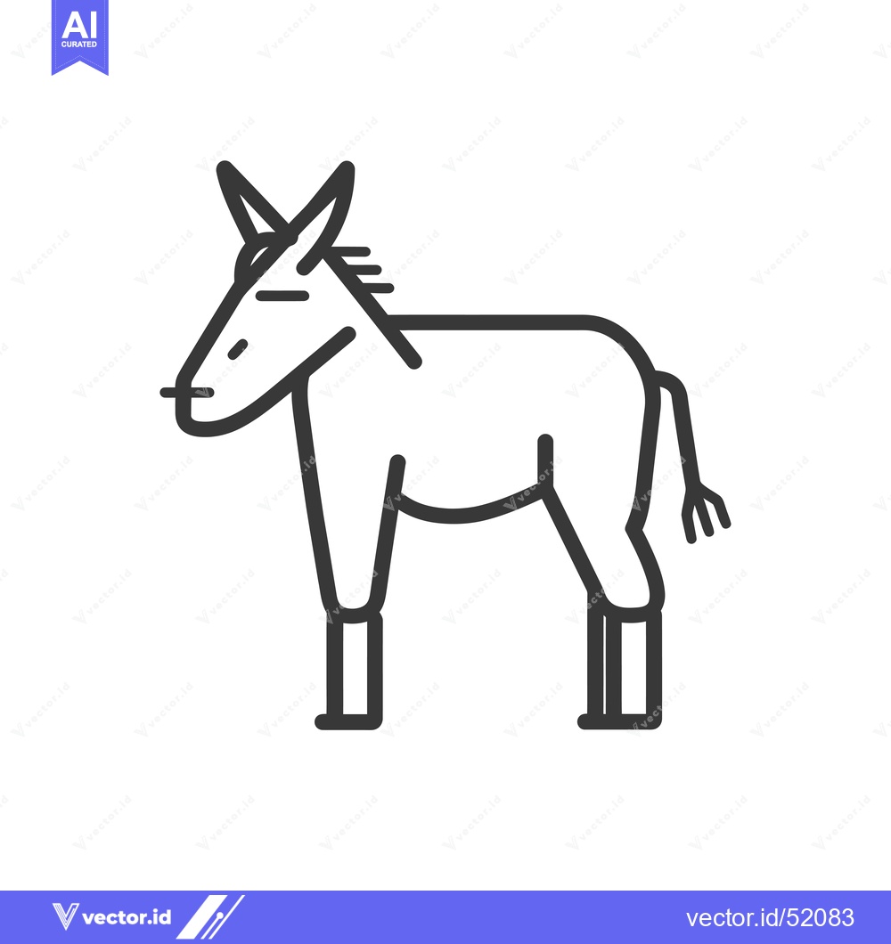 Premium Vector of Line Art Illustration of a Donkey