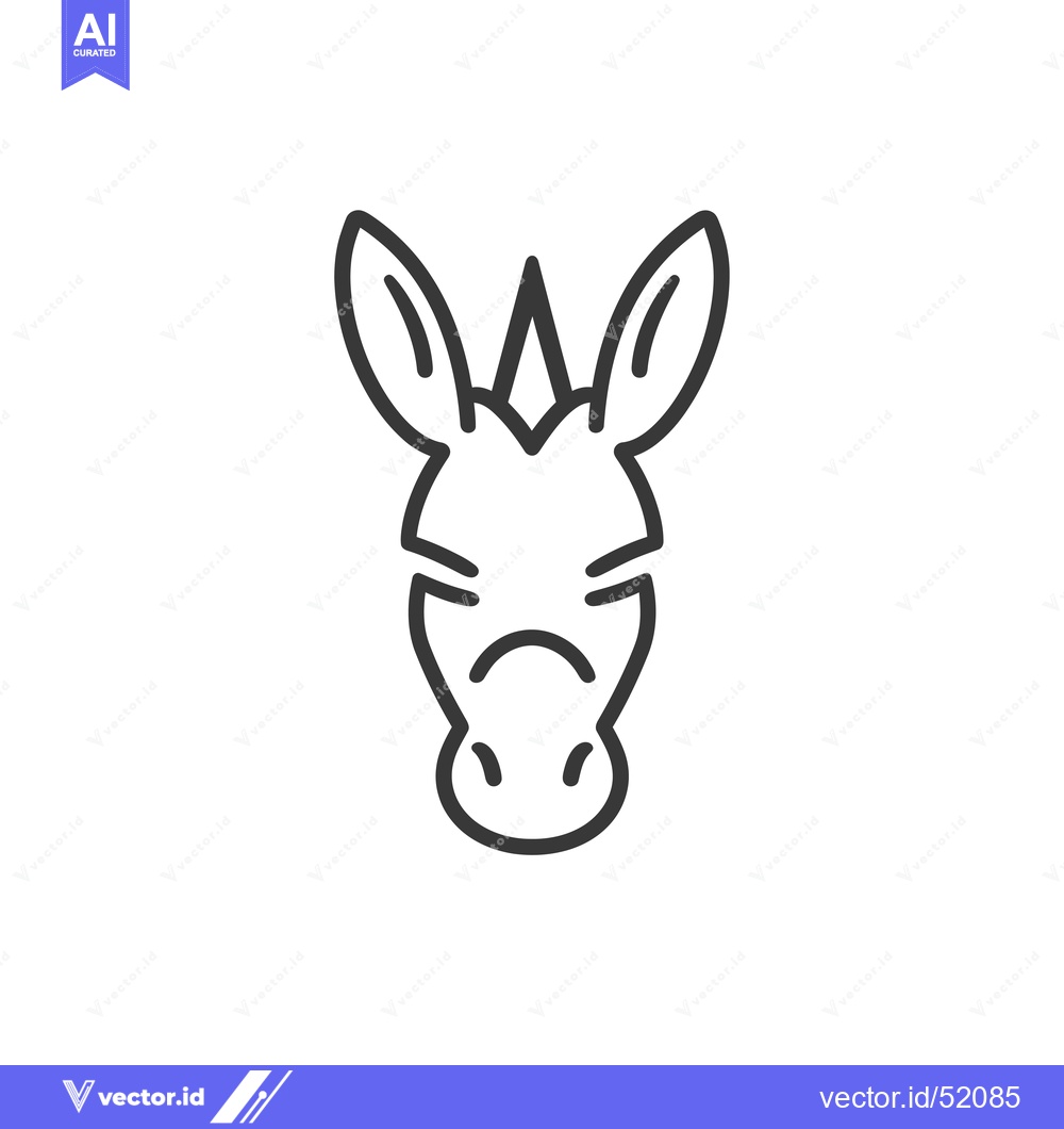 Premium Vector of Line Art Illustration of a Donkey's Face