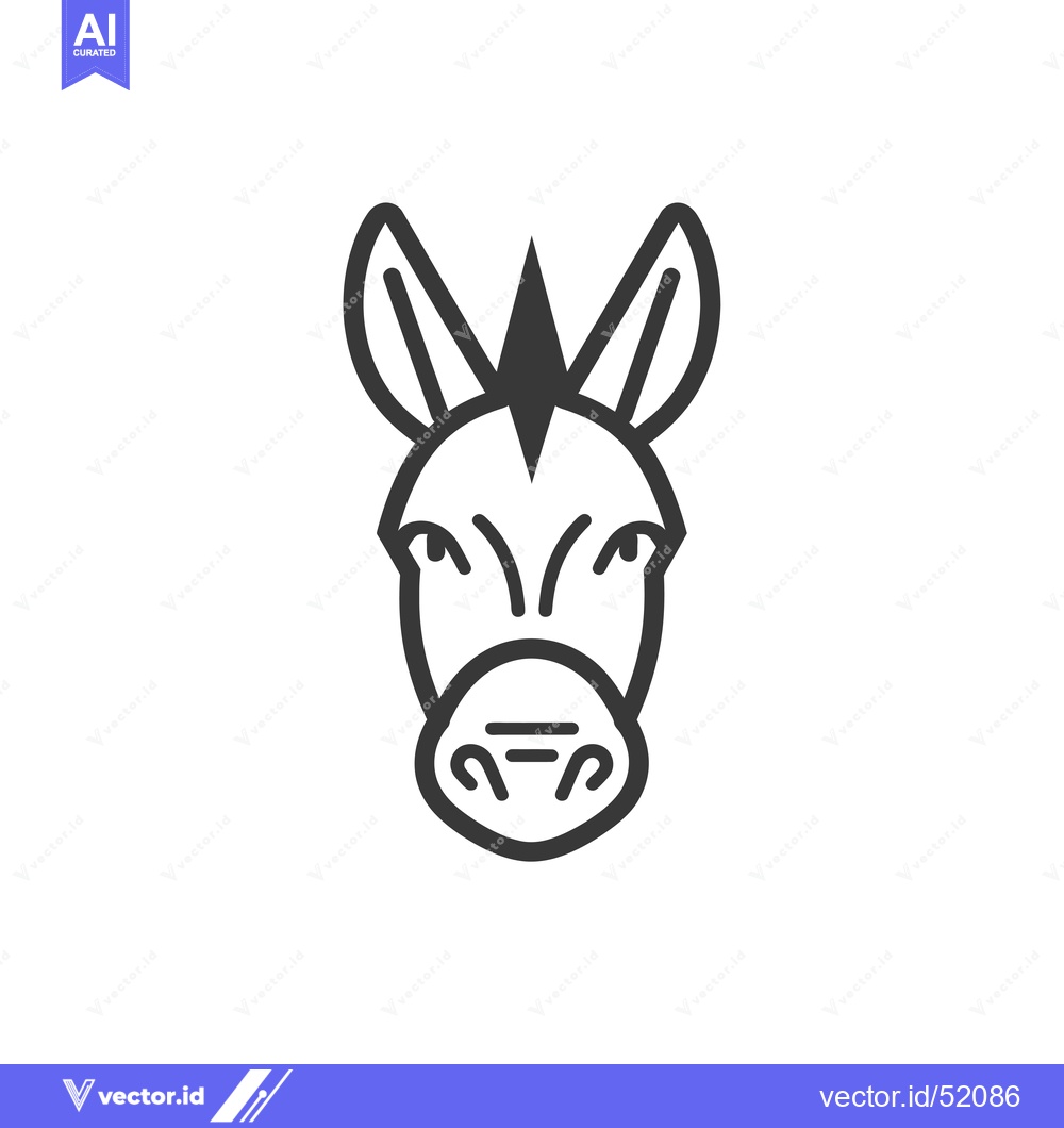 Premium Vector of Line Art Illustration of a Donkey's Face