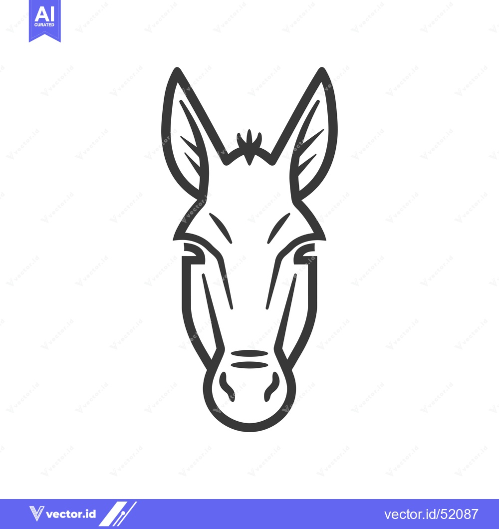 Premium Vector of Line Art Illustration of a Donkey's Face