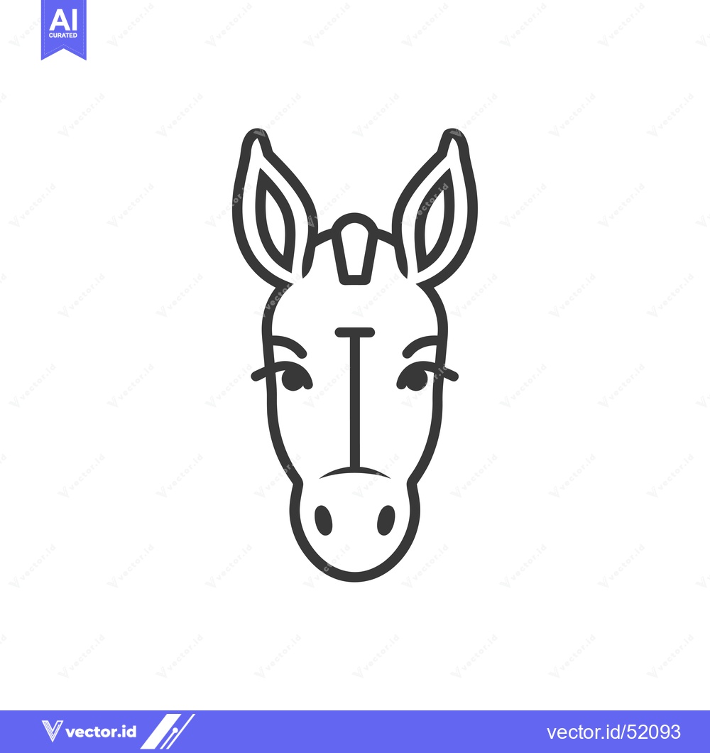 Premium Vector dari Line Art Illustration of a Donkey's Head