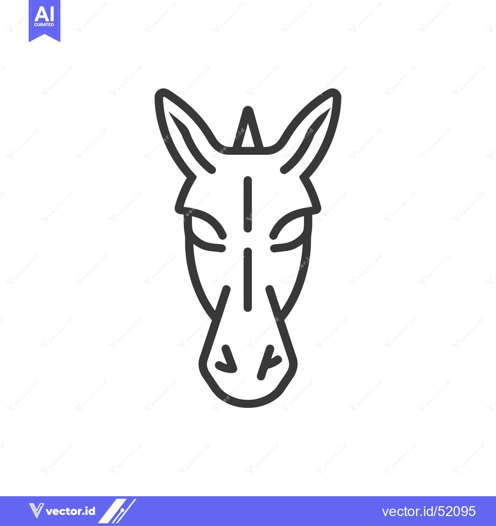 Premium Vector of Line Art Illustration of a Donkey's Head