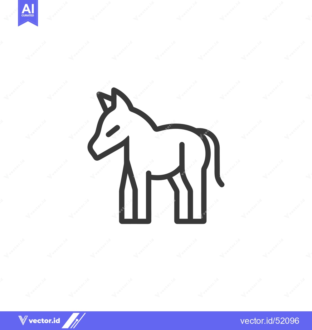 Premium Vector dari Line art illustration of a donkey standing