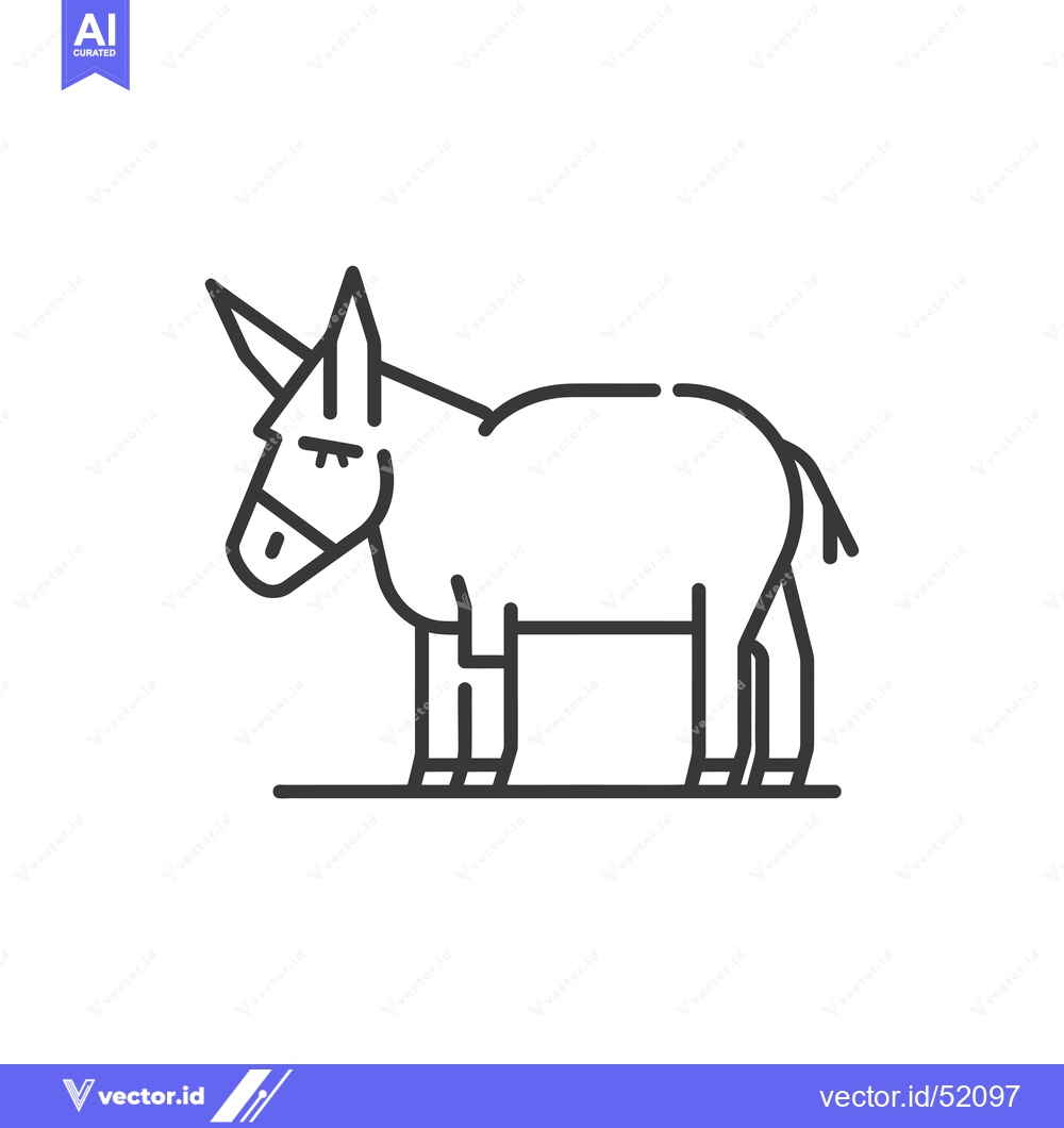 Premium Vector of Line Art Illustration of a Donkey with a Horn