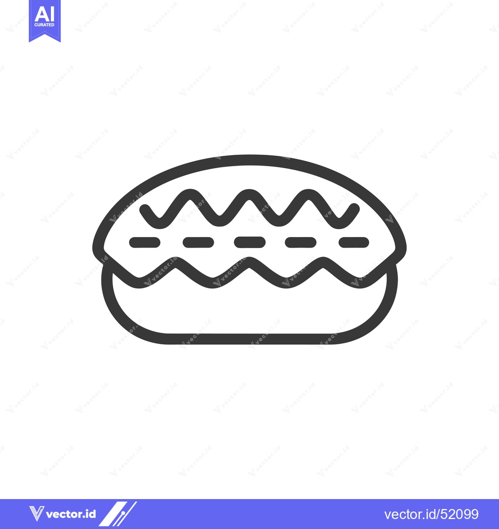 Premium Vector dari Line art illustration of a donut with a wavy glaze