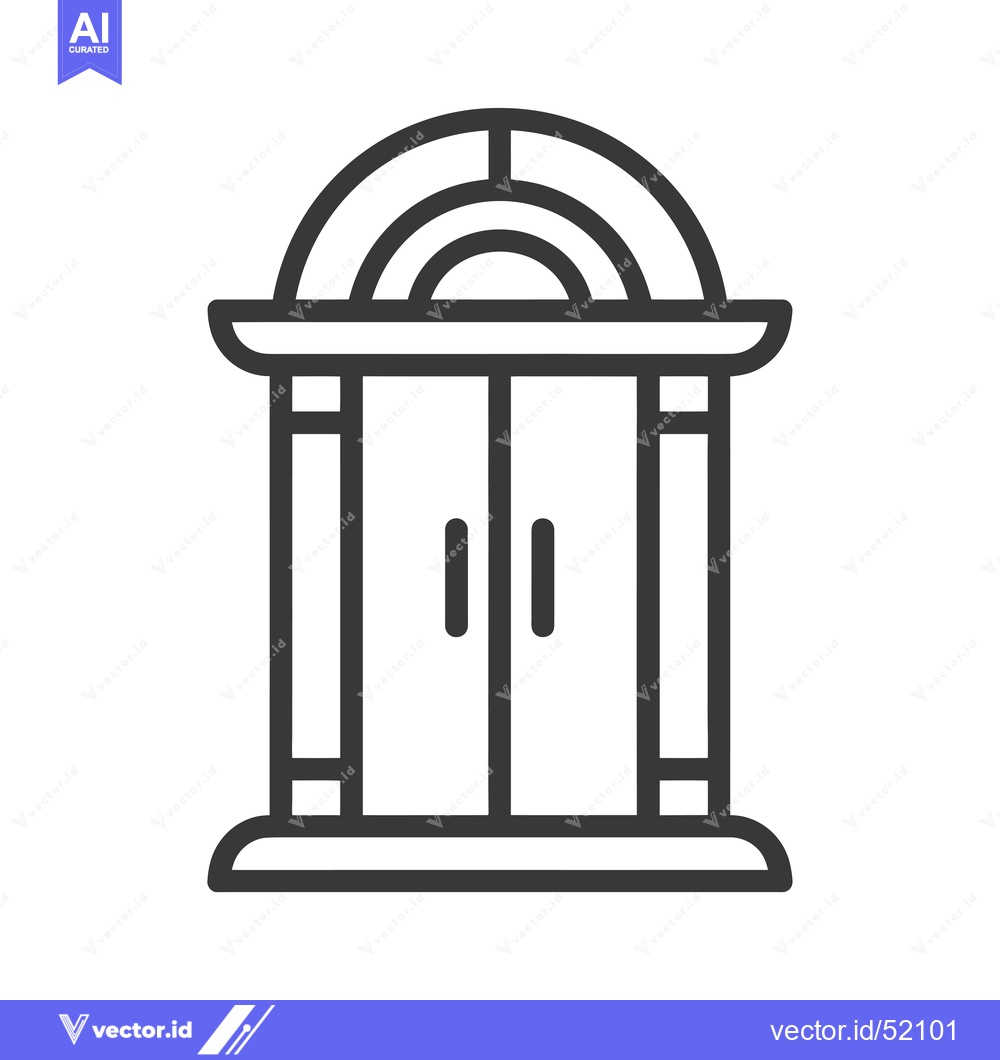 Premium Vector dari Line Art Illustration of a Double Door Entrance with an Arched Top