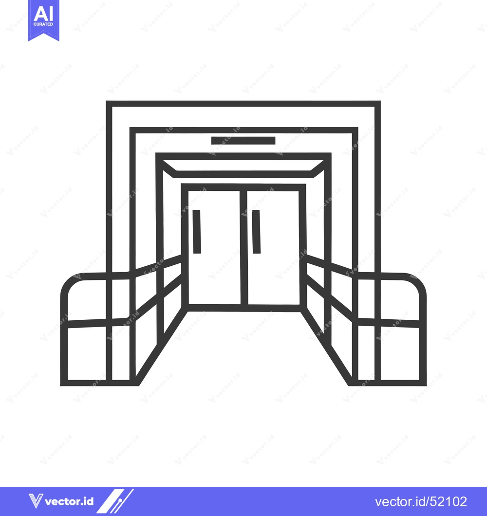 Premium Vector dari Line Art Illustration of a Double Door Entrance with Handrails