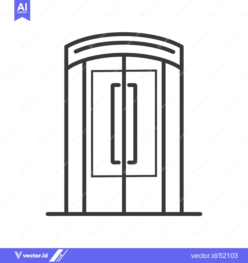 Premium Vector of Line art illustration of a double door with an arched top