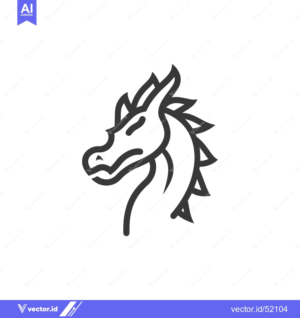 Premium Vector dari Line art illustration of a dragon head