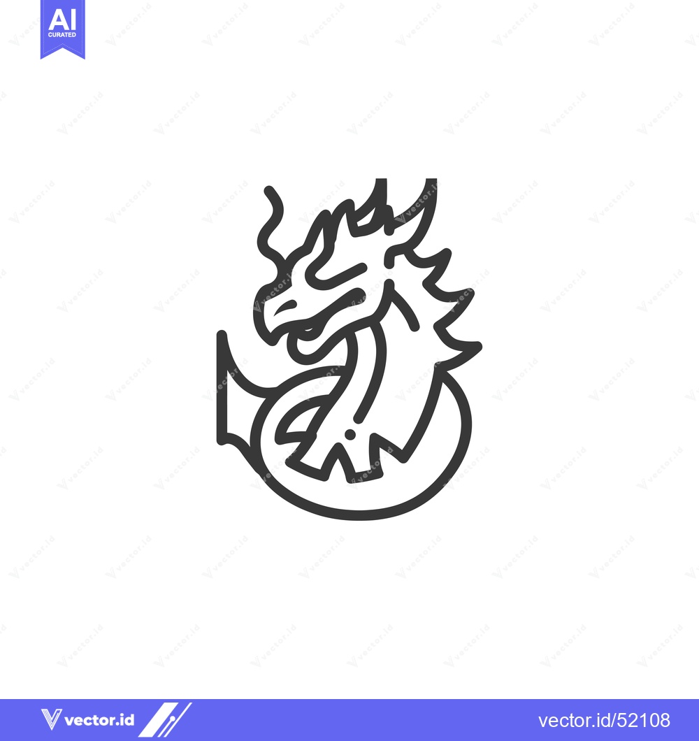 Premium Vector dari Line art illustration of a dragon's head and neck