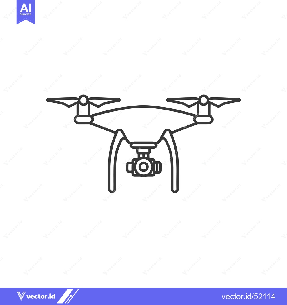 Premium Vector dari Line art illustration of a drone with a camera