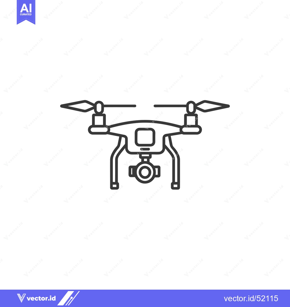 Premium Vector of Line Art Illustration of a Drone with a Camera