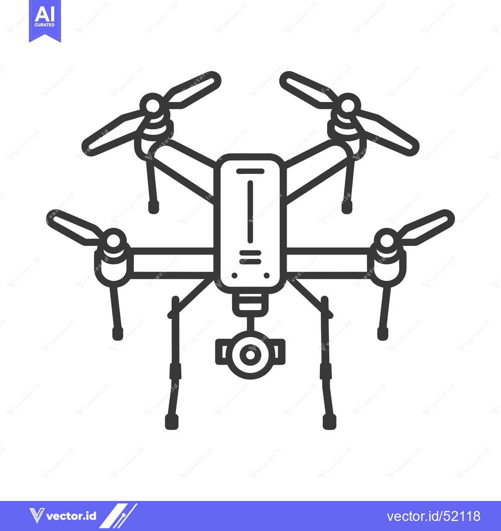 Premium Vector dari Line art illustration of a drone with four propellers and a camera