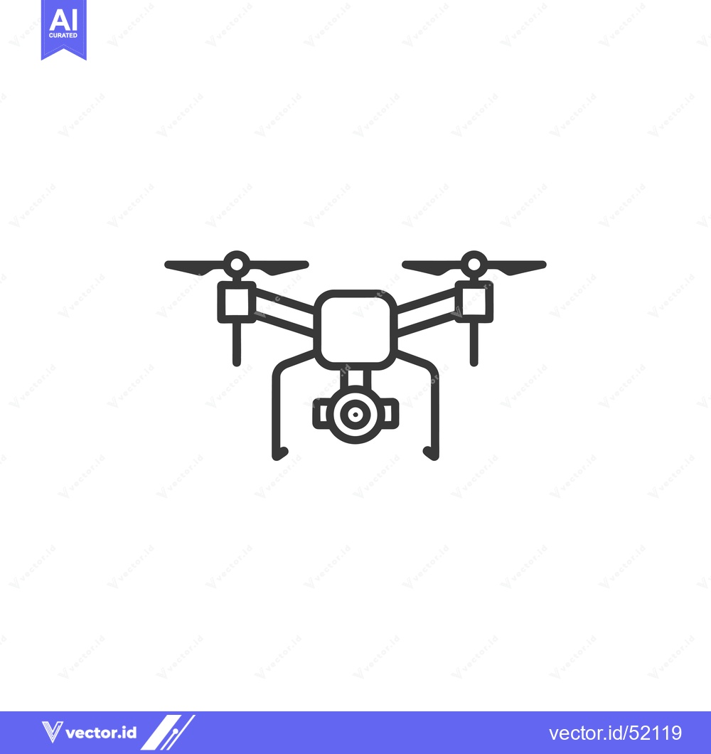 Premium Vector of Line art illustration of a drone with four propellers and a camera