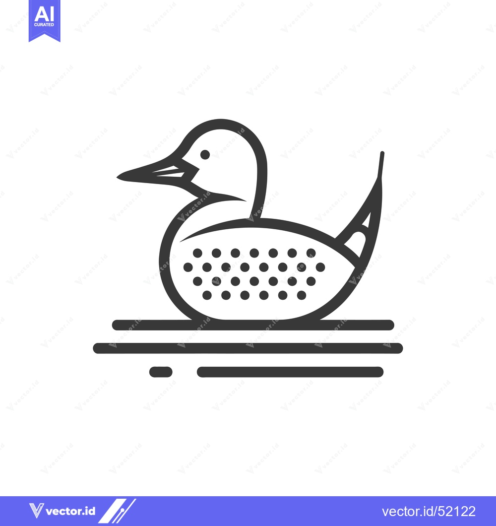 Premium Vector dari Line art illustration of a duck swimming in water