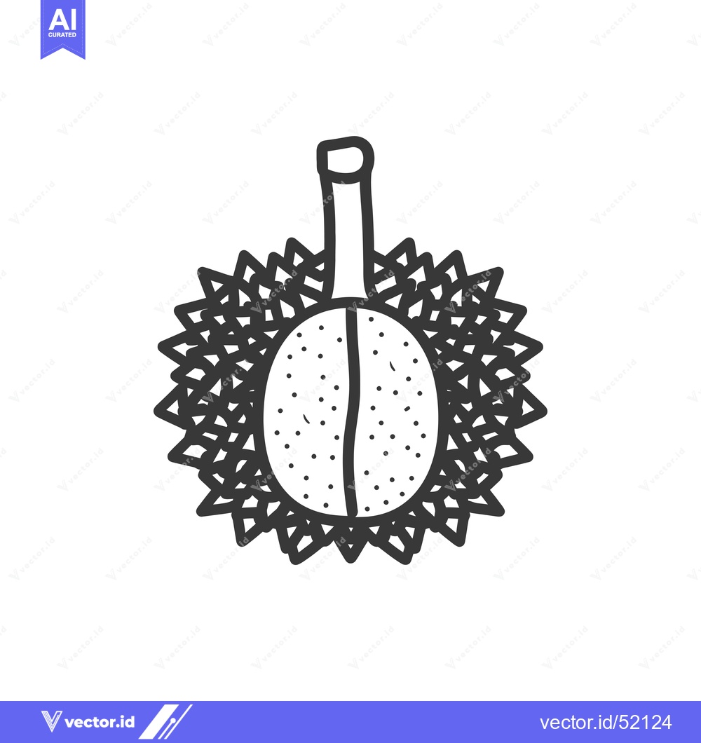 Premium Vector dari Line Art Illustration of a Durian Fruit