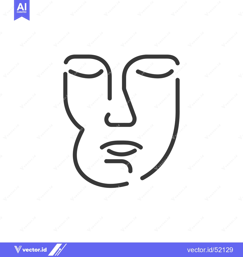 Premium Vector dari Line Art Illustration of a Face with Closed Eyes