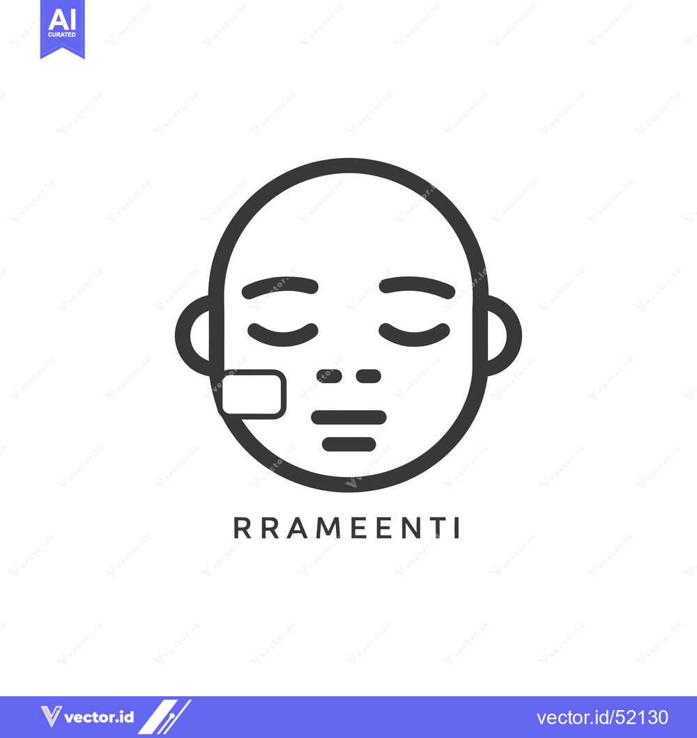 Premium Vector dari Line art illustration of a face with closed eyes and a patch on the ch