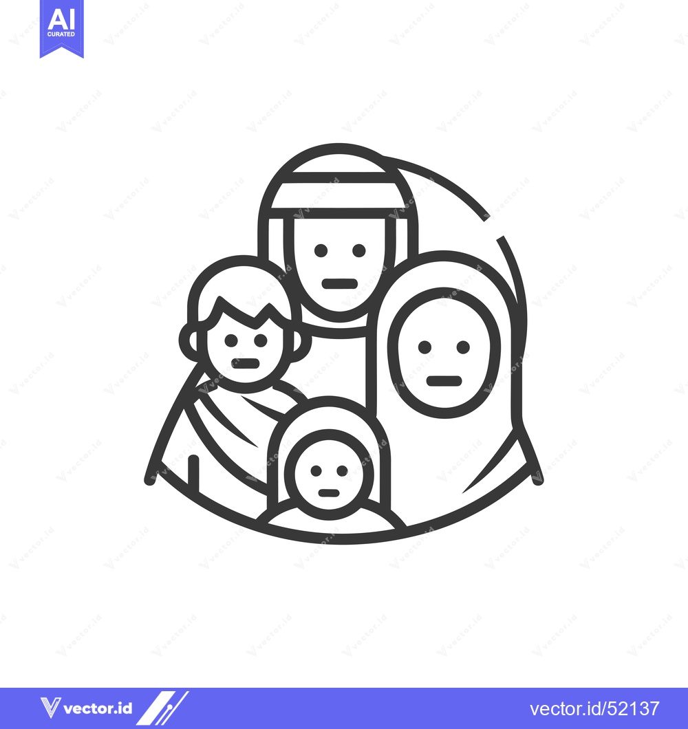 Premium Vector dari Line Art Illustration of a Family of Four