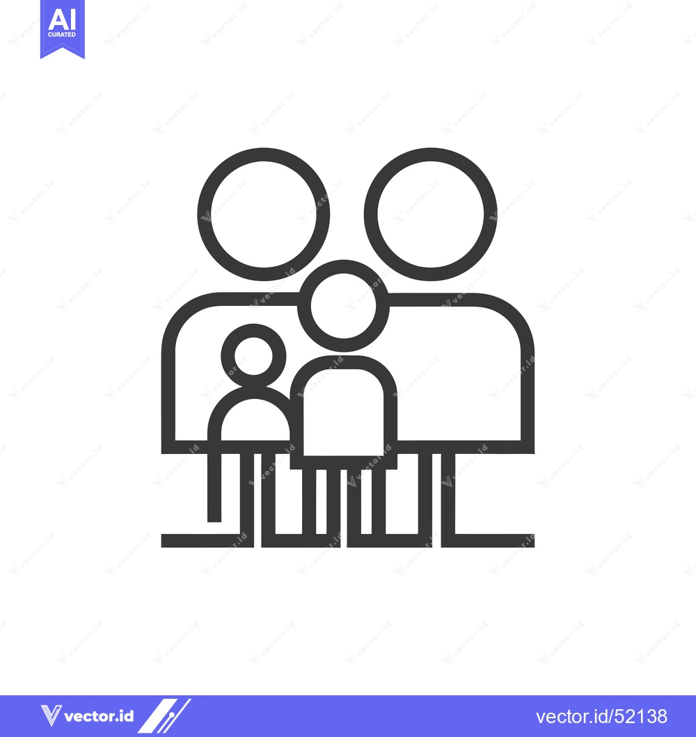 Premium Vector of Line Art Illustration of a Family Unit