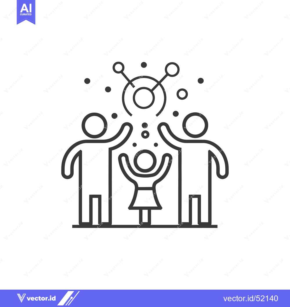 Premium Vector dari Line Art Illustration of a Family with a Connected Circle Above Them