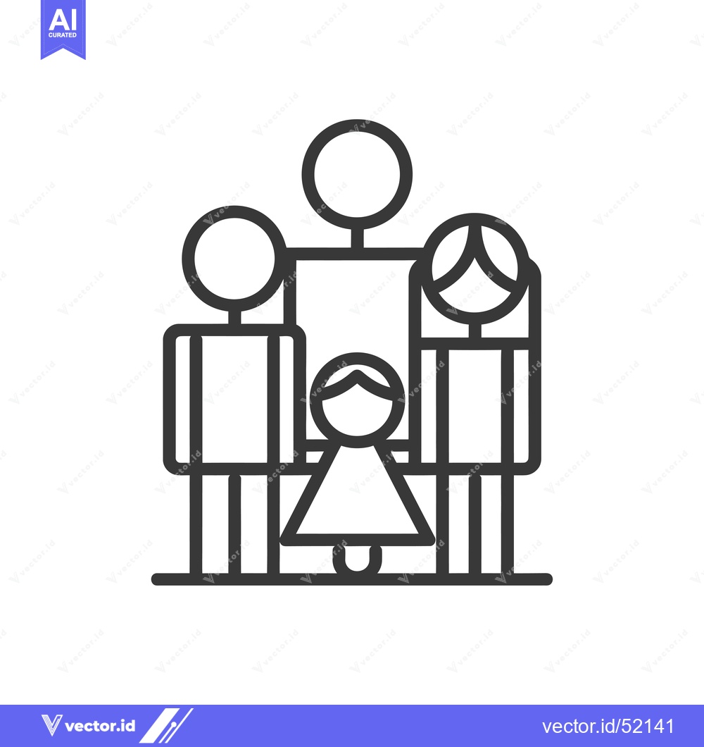 Premium Vector dari Line art illustration of a family with four members