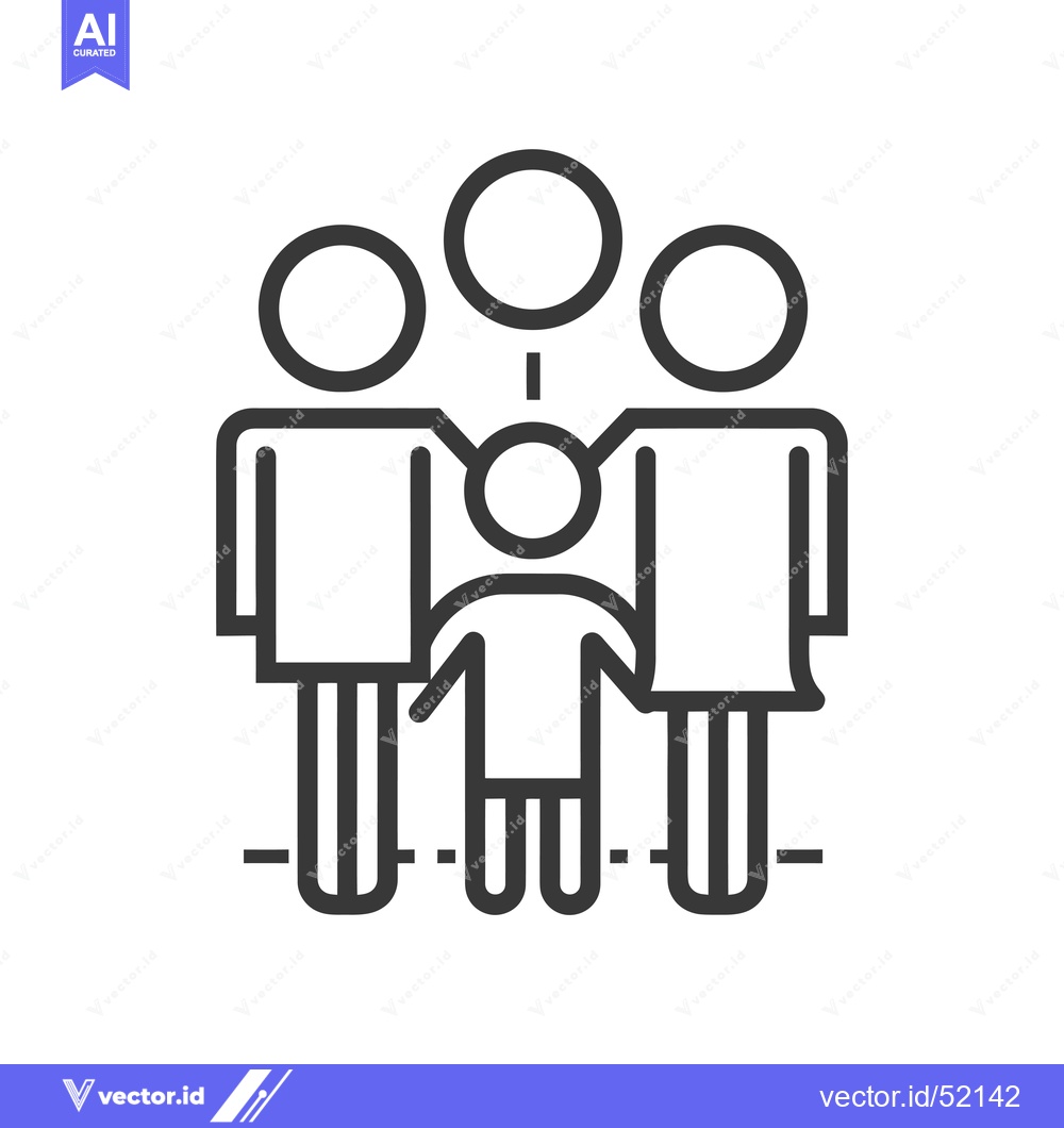 Premium Vector dari Line Art Illustration of a Family with Two Parents and a Child