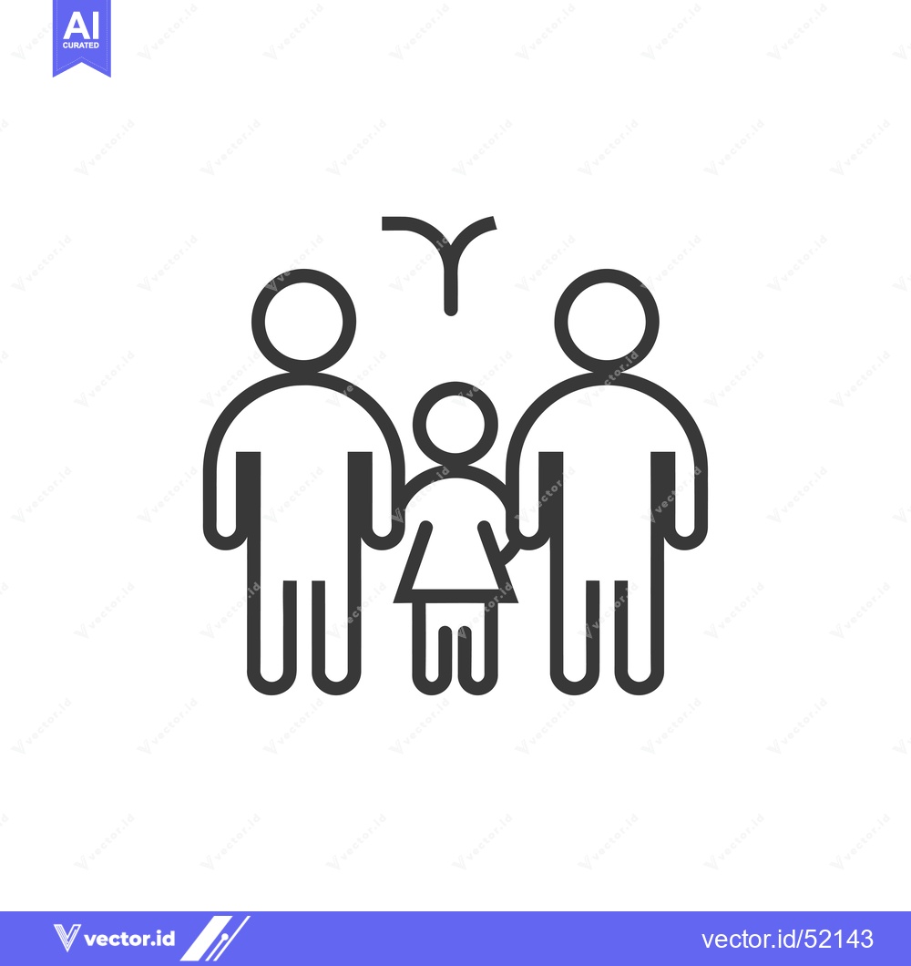 Premium Vector of Line Art Illustration of a Family with Two Parents and a Child